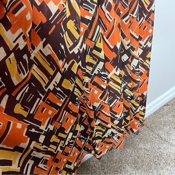 Ashro Women’s Plus Size Sleeveless Faux Wrap Brown Orange Yellow Maxi Dress 26W - Picture 8 of 9